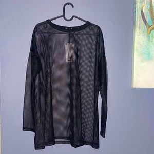 Black Fishnet Long Sleeve Top size XL